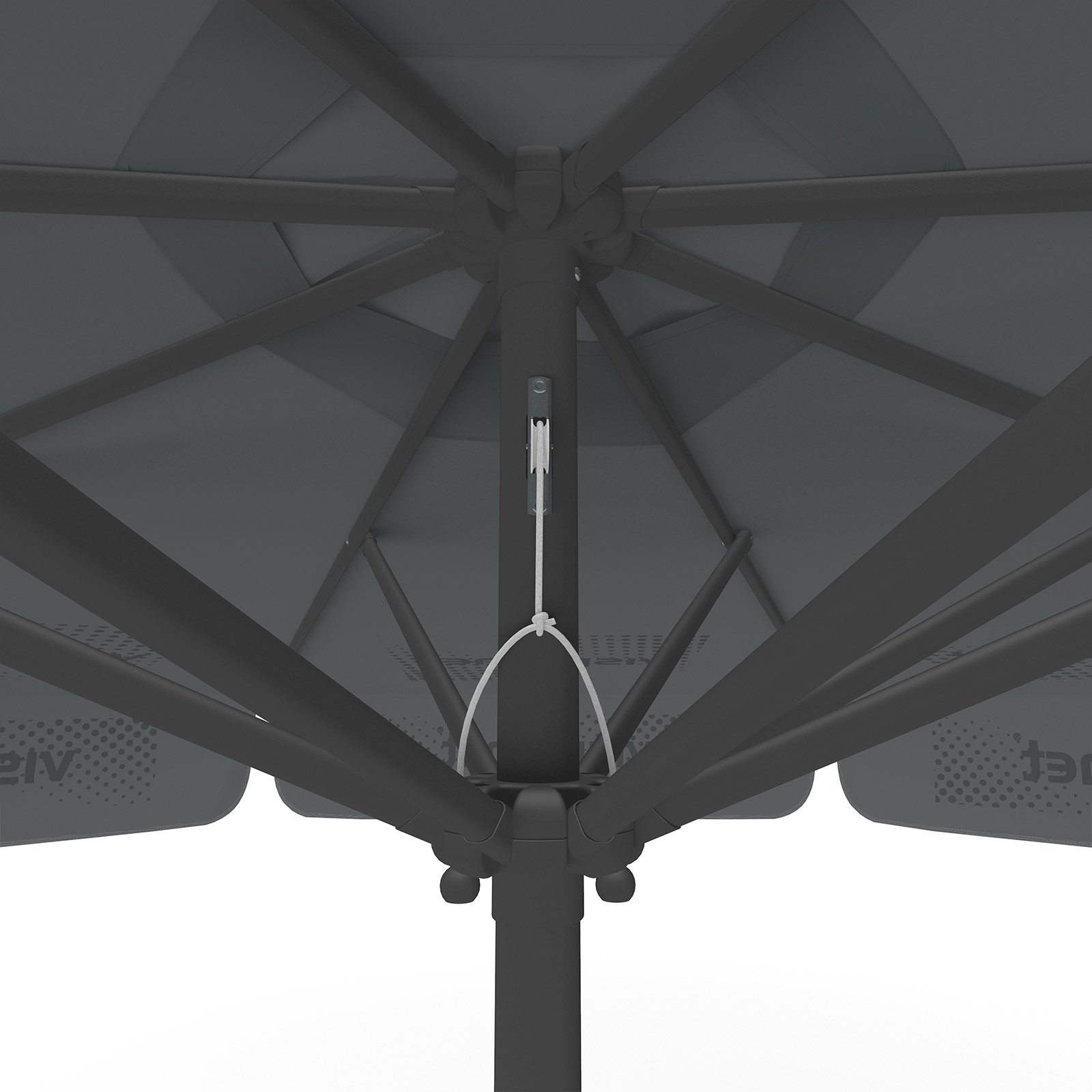 Parasol with logo print, ø 300 cm, detail of pulley system