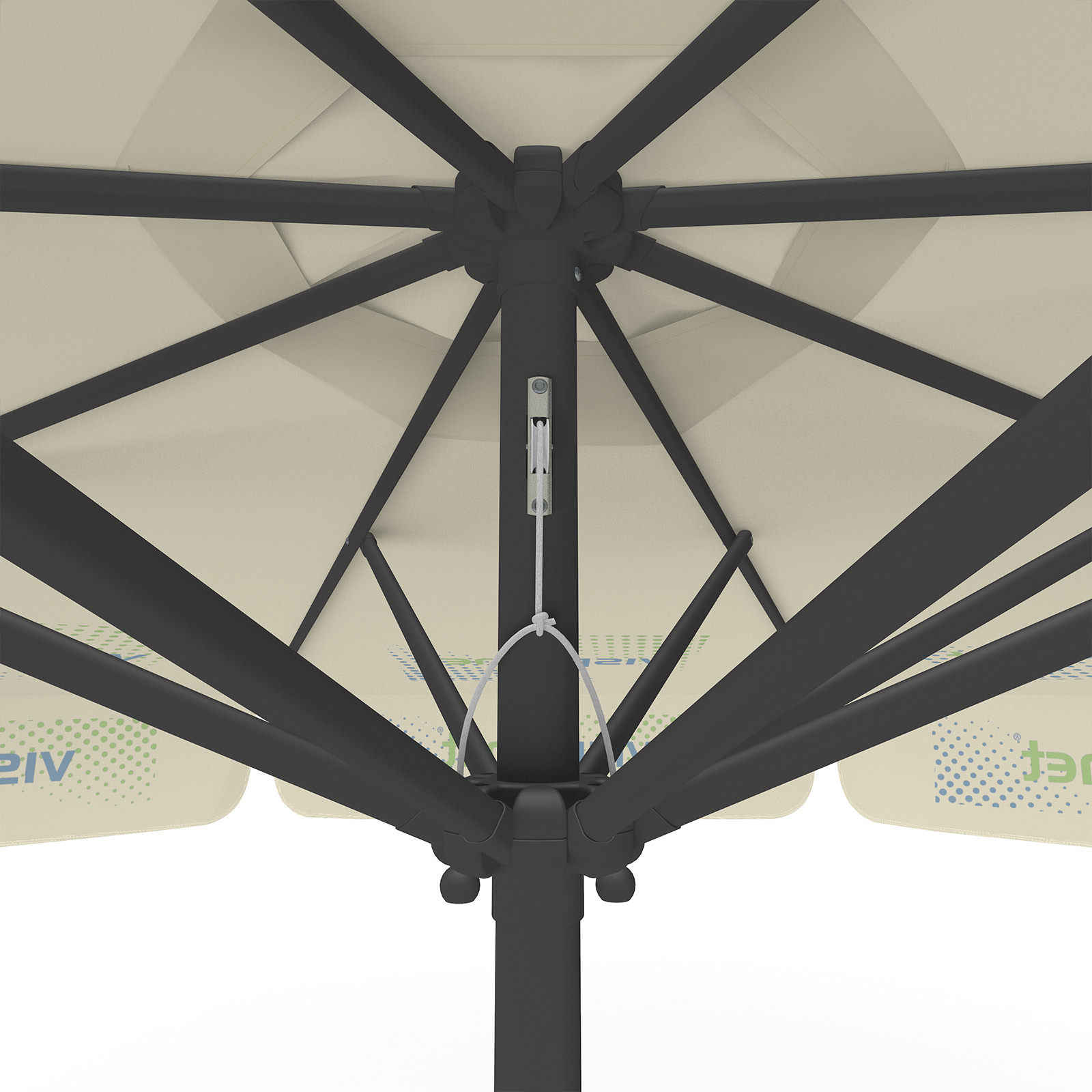Parasol with logo print, ø 300 cm, detail of pulley system
