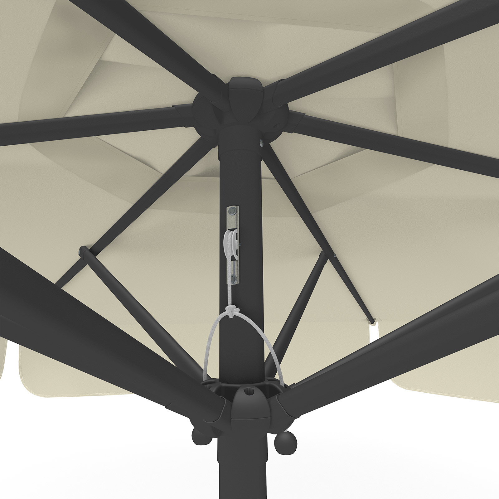 Parasol beige, ø 250 cm, detail of pulley system
