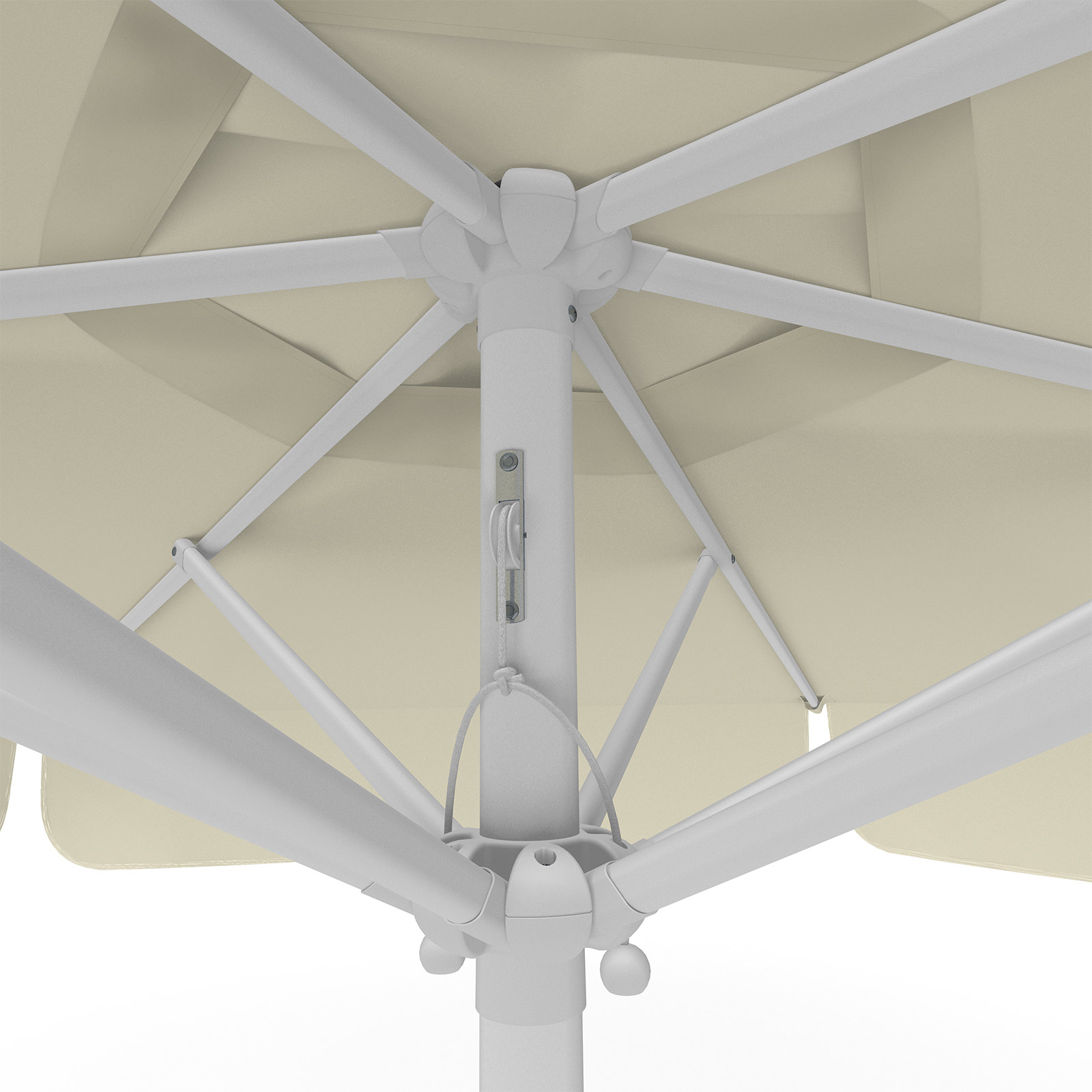 Parasol beige, ø 250 cm, detail rope pulley system