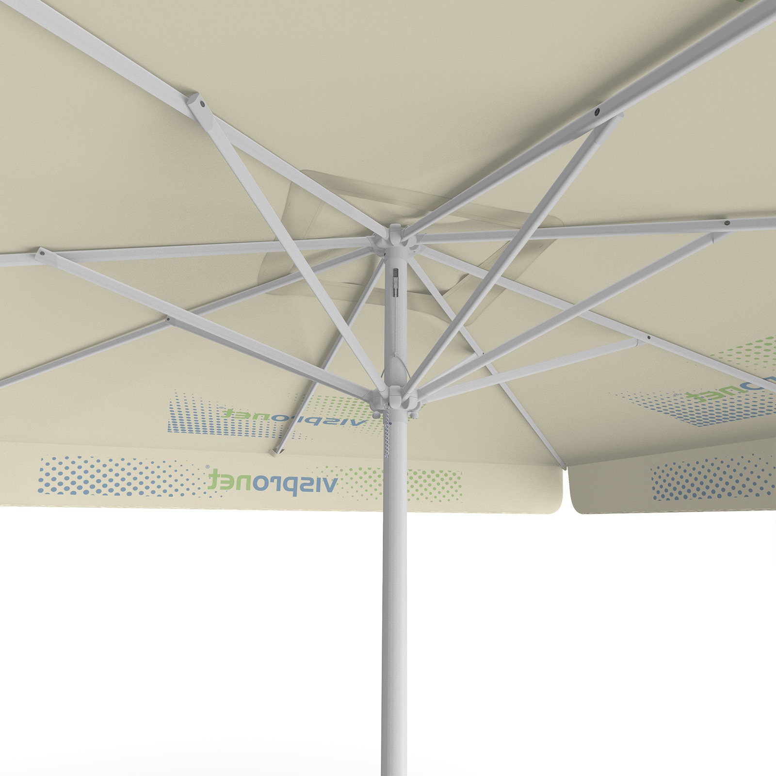Parasol with logo print, 300 x 300 cm, view from below