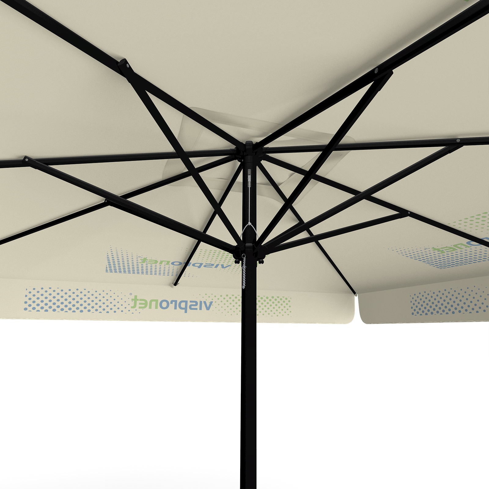 Parasol with logo print, 300 x 300 cm, view from below