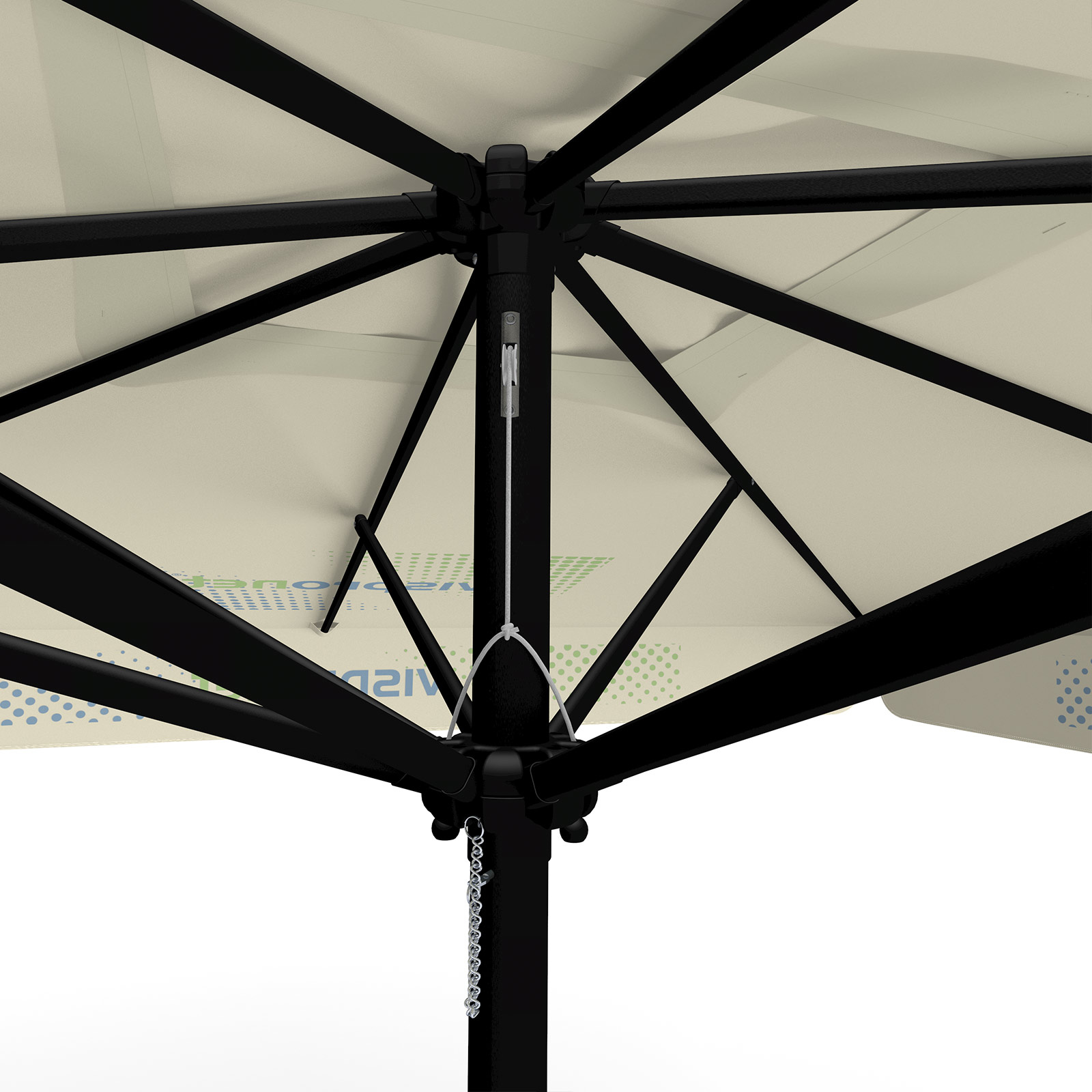 Parasol with logo print, 300 x 300 cm, detail of pulley system