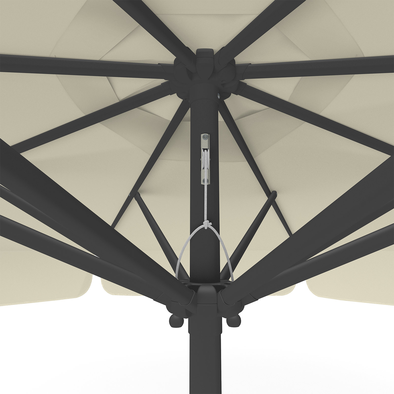 Parasol beige, ø 300 cm, detail rope pulley system