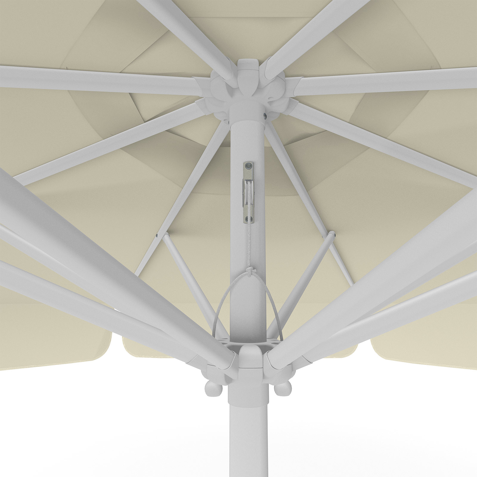 Parasol beige, ø 300 cm, detail of pulley system