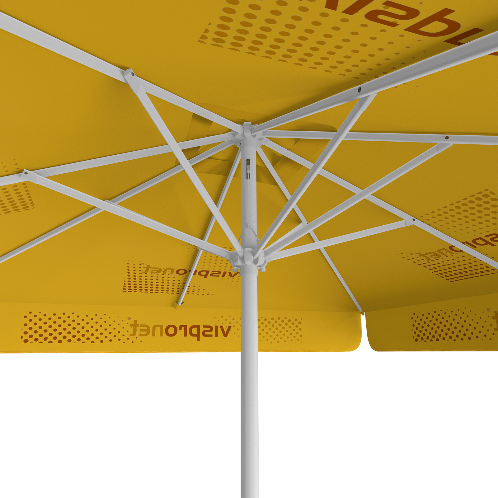 Parasol with logo print, 250 x 250 cm, view from below