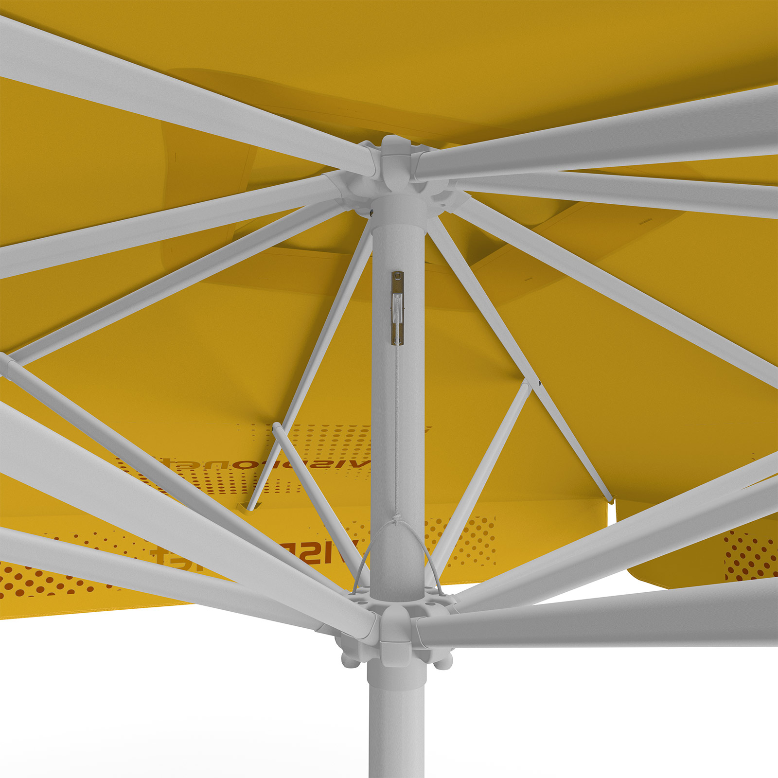 Parasol with logo print, 250 x 250 cm, detail of rope pulley system