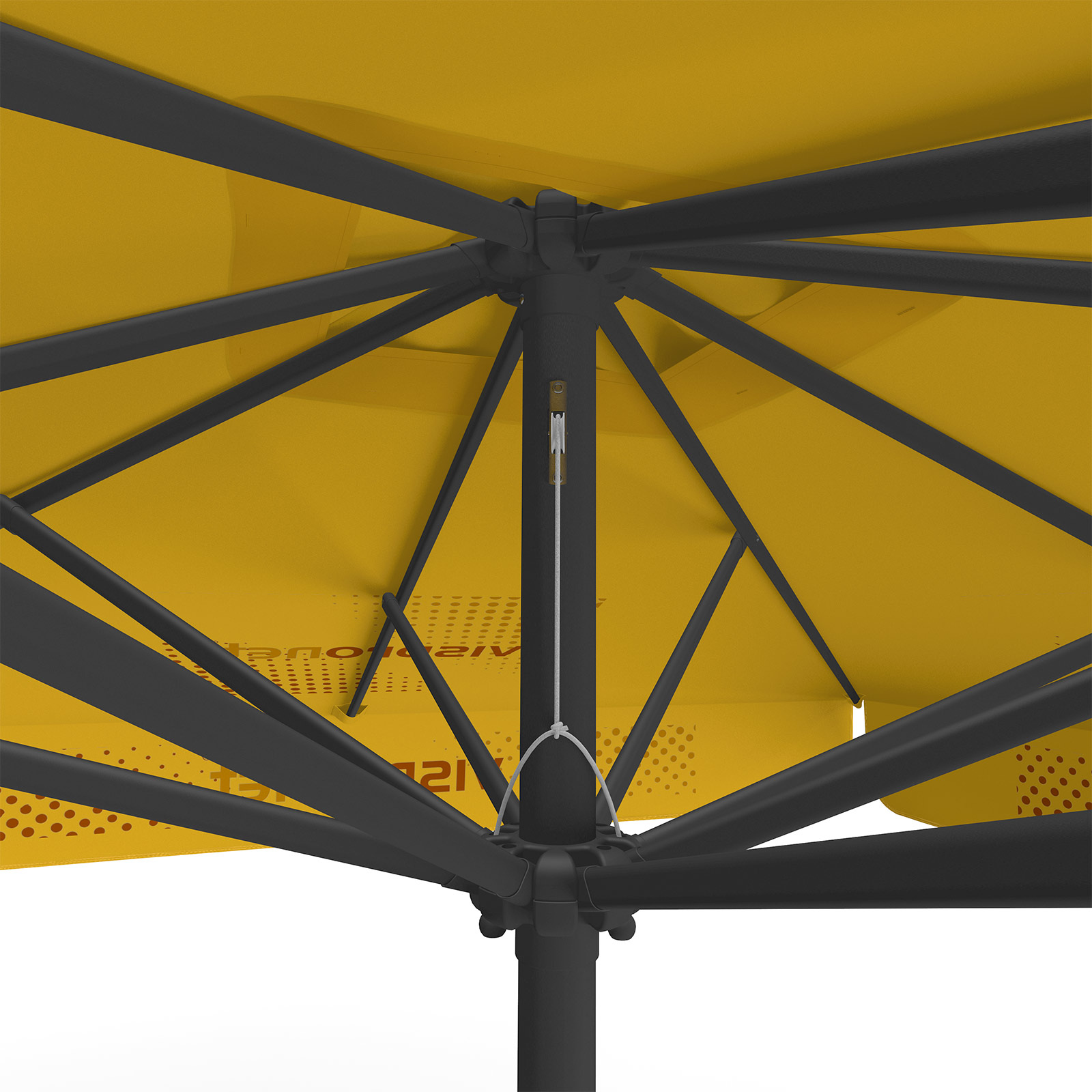 Parasol with logo print, 250 x 250 cm, detail of pulley system