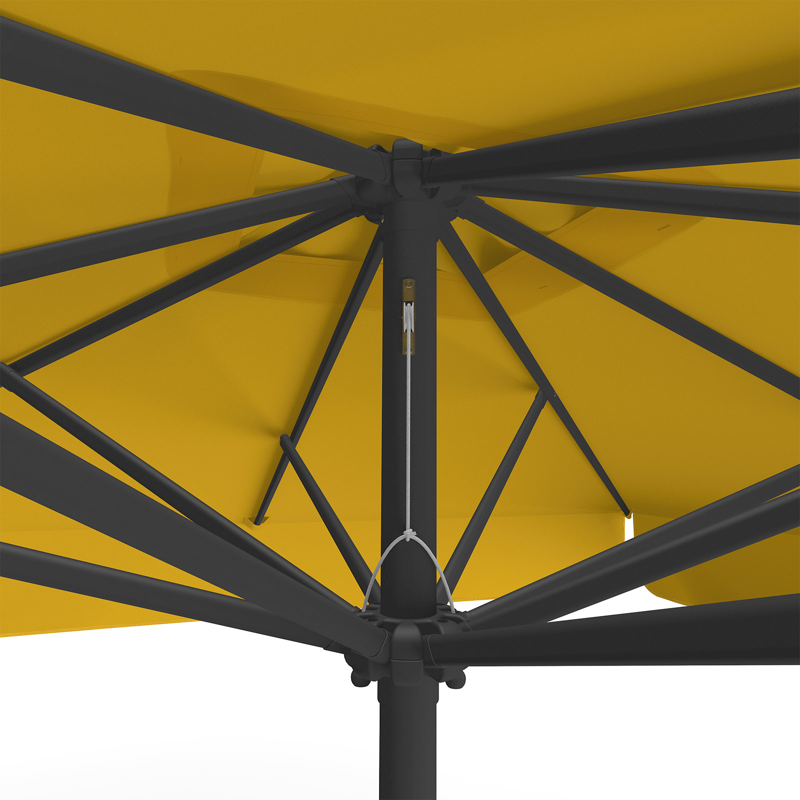 Orange parasol, 250 x 250 cm, detail of pulley system