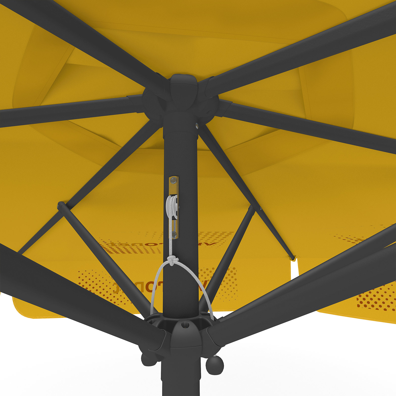 Parasol with logo print, ø 250 cm, detail of pulley system
