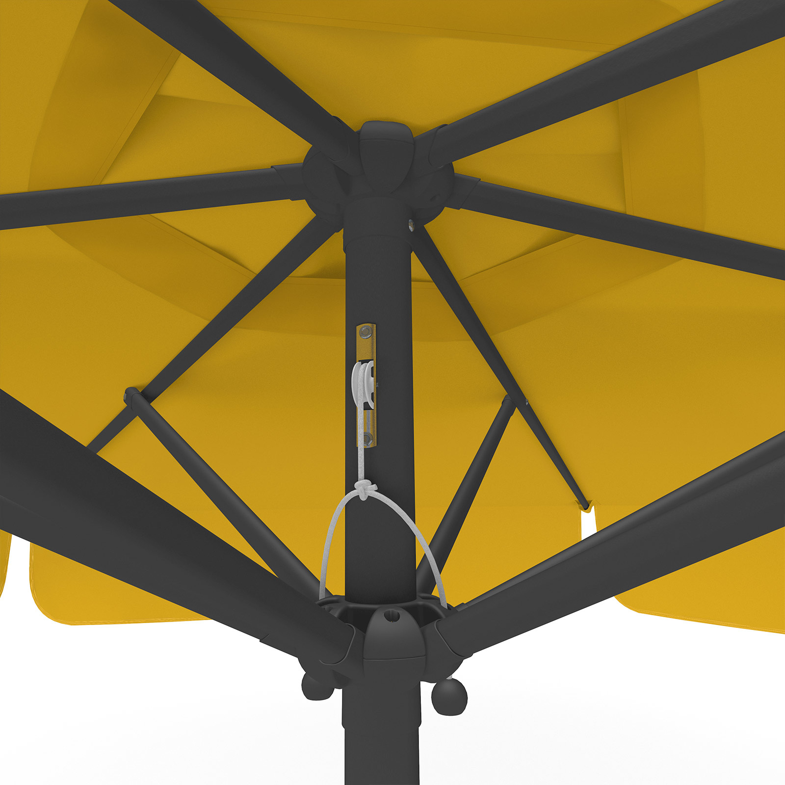Sunshade orange, ø 250 cm, detail rope pulley