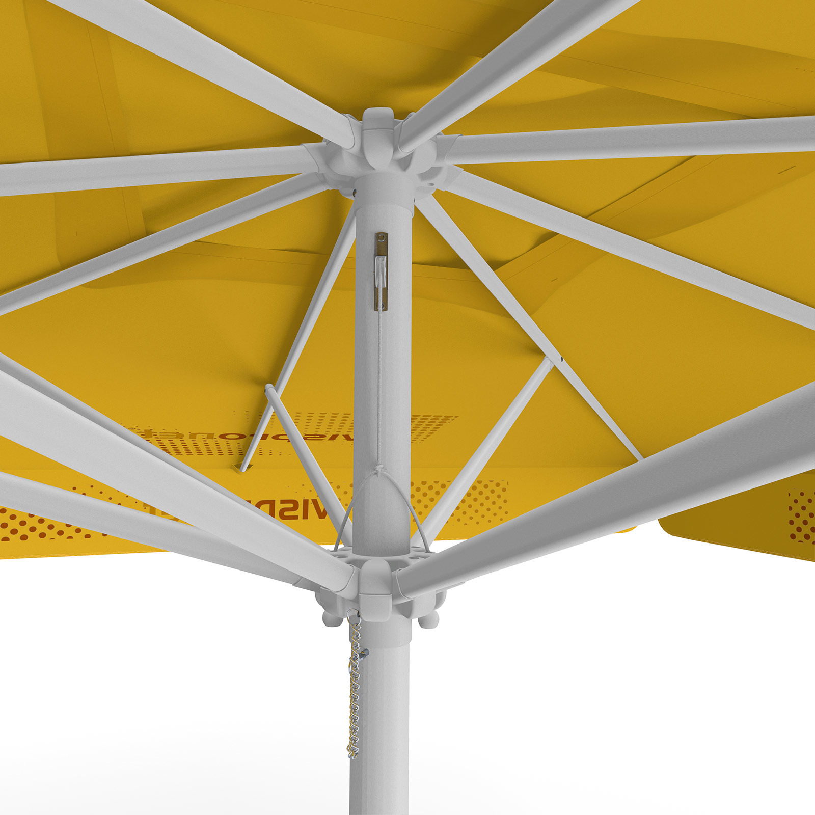Parasol with logo print, 300 x 300 cm, detail of rope pulley system