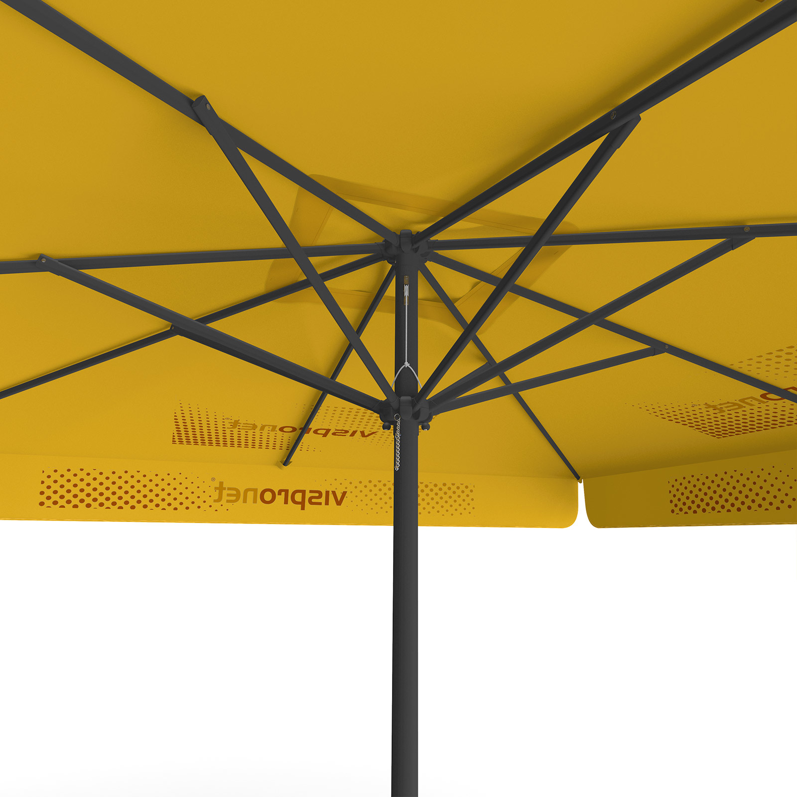 Parasol with logo print, 300 x 300 cm, view from below