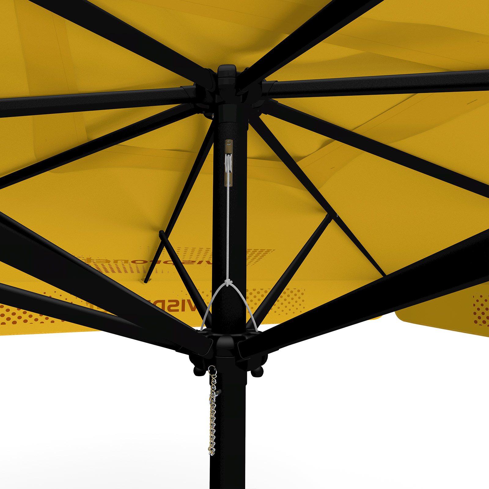 Parasol with logo print, 300 x 300 cm, detail of pulley system
