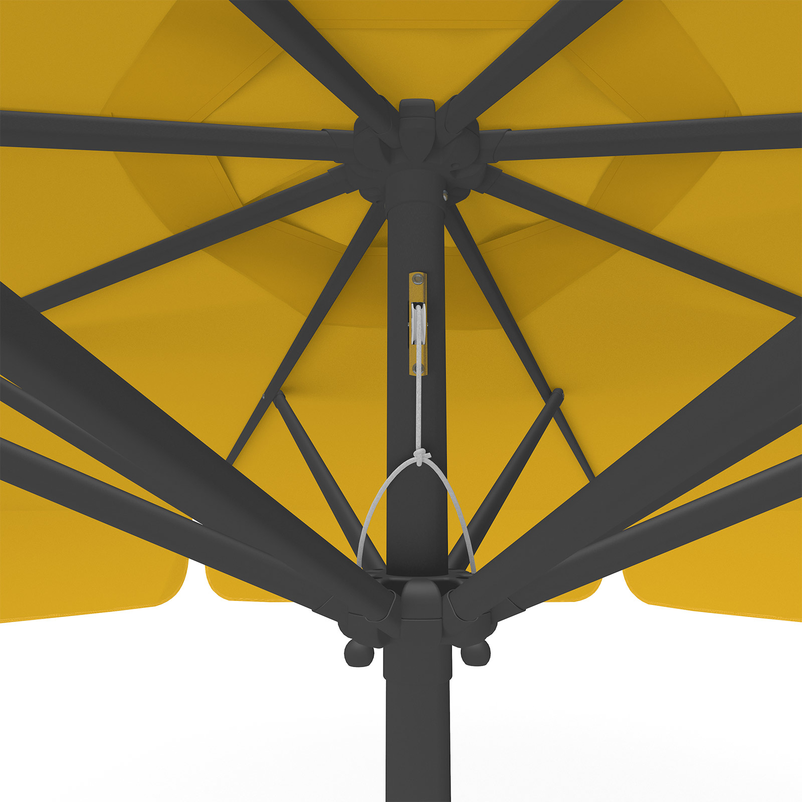 Sunshade orange, ø 300 cm, detail of pulley system