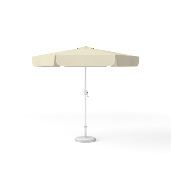 Round parasol, ø 250 cm, beige – with crank, plain colour