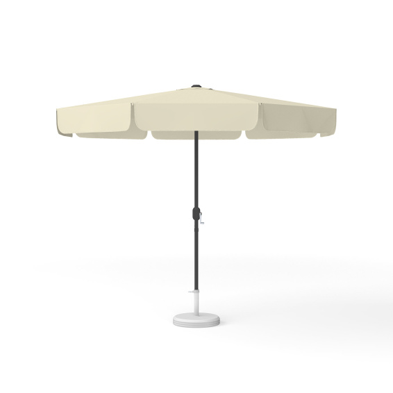 Round parasol, ø 300 cm, beige – with crank, plain colour