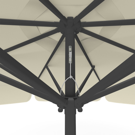 Parasol with crank ø 300 cm, detail of cable pull