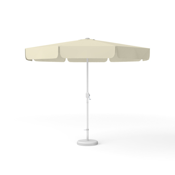 Round parasol, ø 300 cm, beige – with crank, plain colour