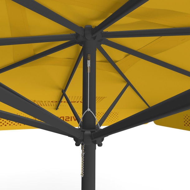 Sonnenschirm mit Logodruck, 300 x 300 cm, Detail Seilzug