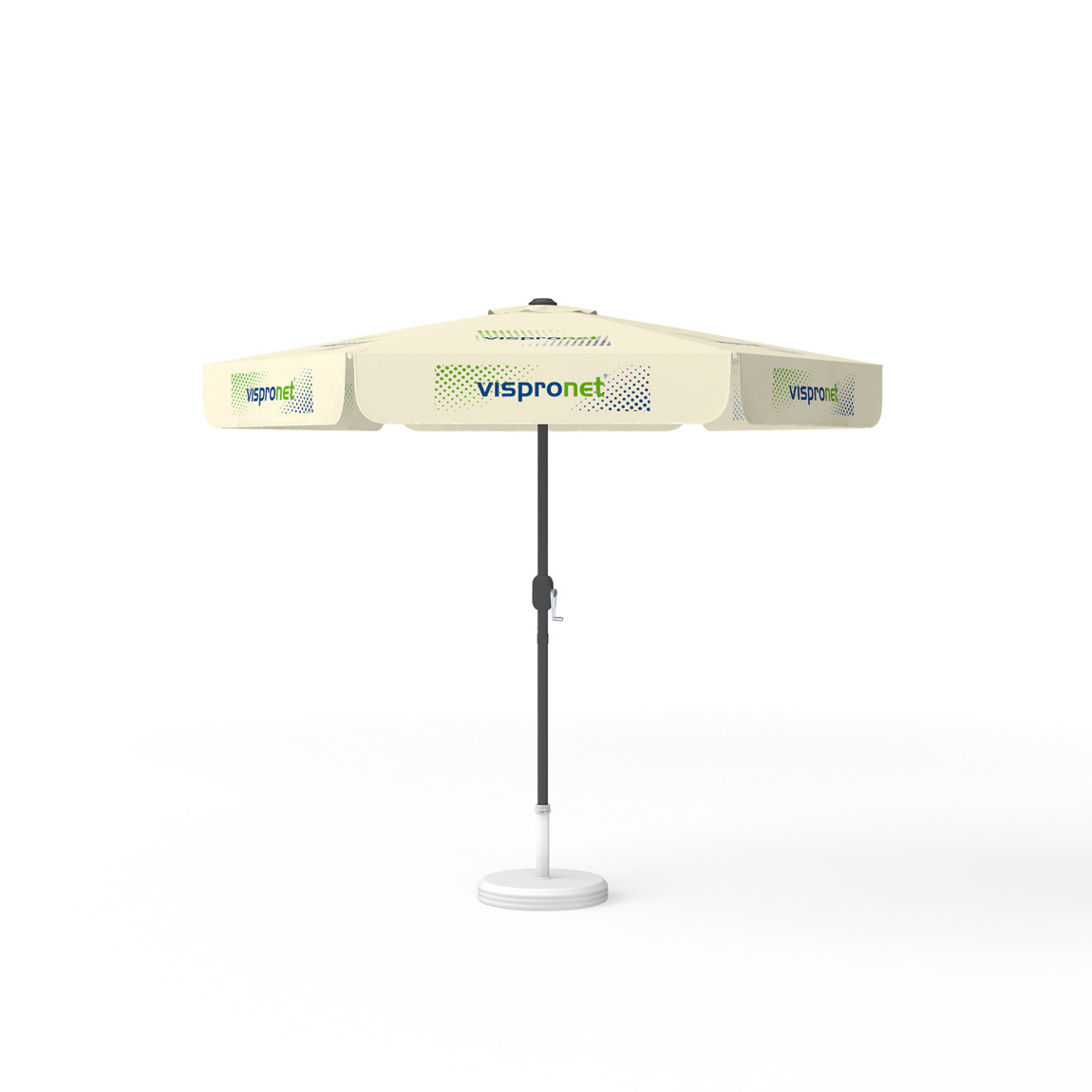 Parasol with logo print, Ø 250 cm, all 6 segments printed with the same design