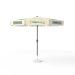 Parasol with logo print, Ø 300 cm, 8 segments printed alternately with 2 designs