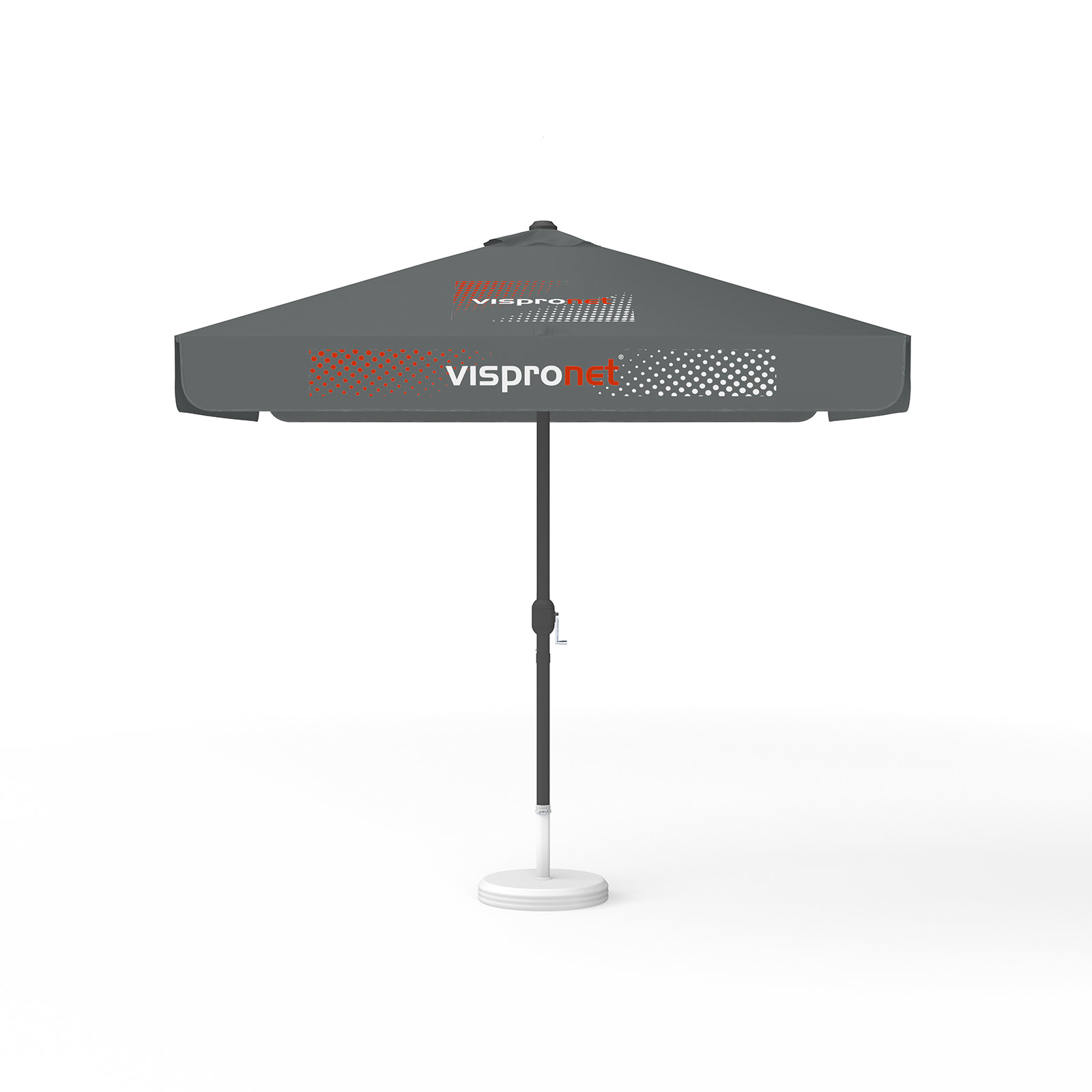 Parasol with logo print, 250 x 250 cm, all 4 segments printed with the same design