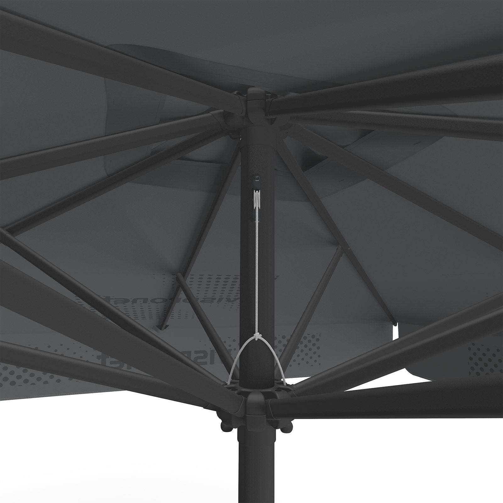 Parasol with logo print, 250 x 250 cm, detail of pulley system