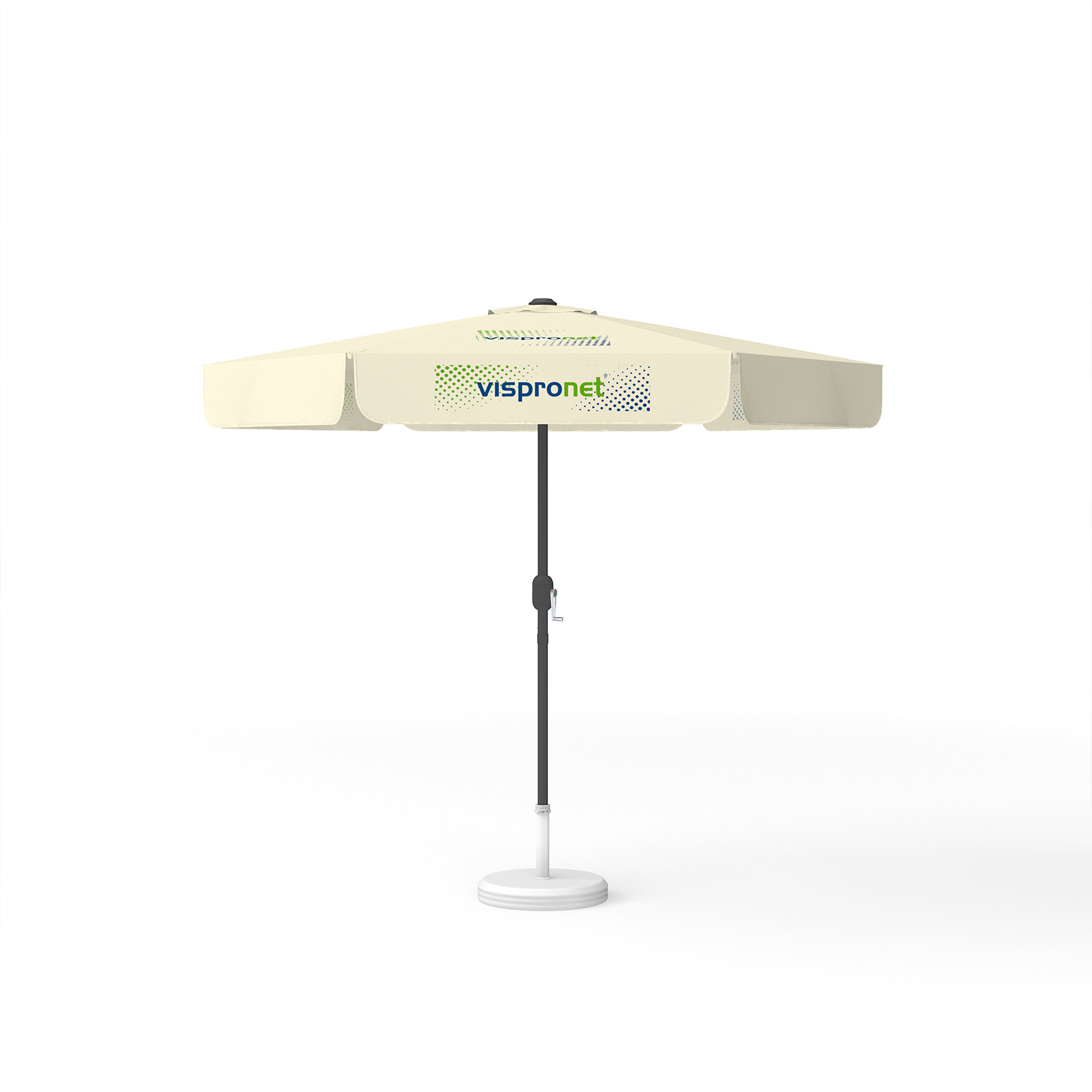 Parasol with logo print, ø 250 cm, 3 printed segments