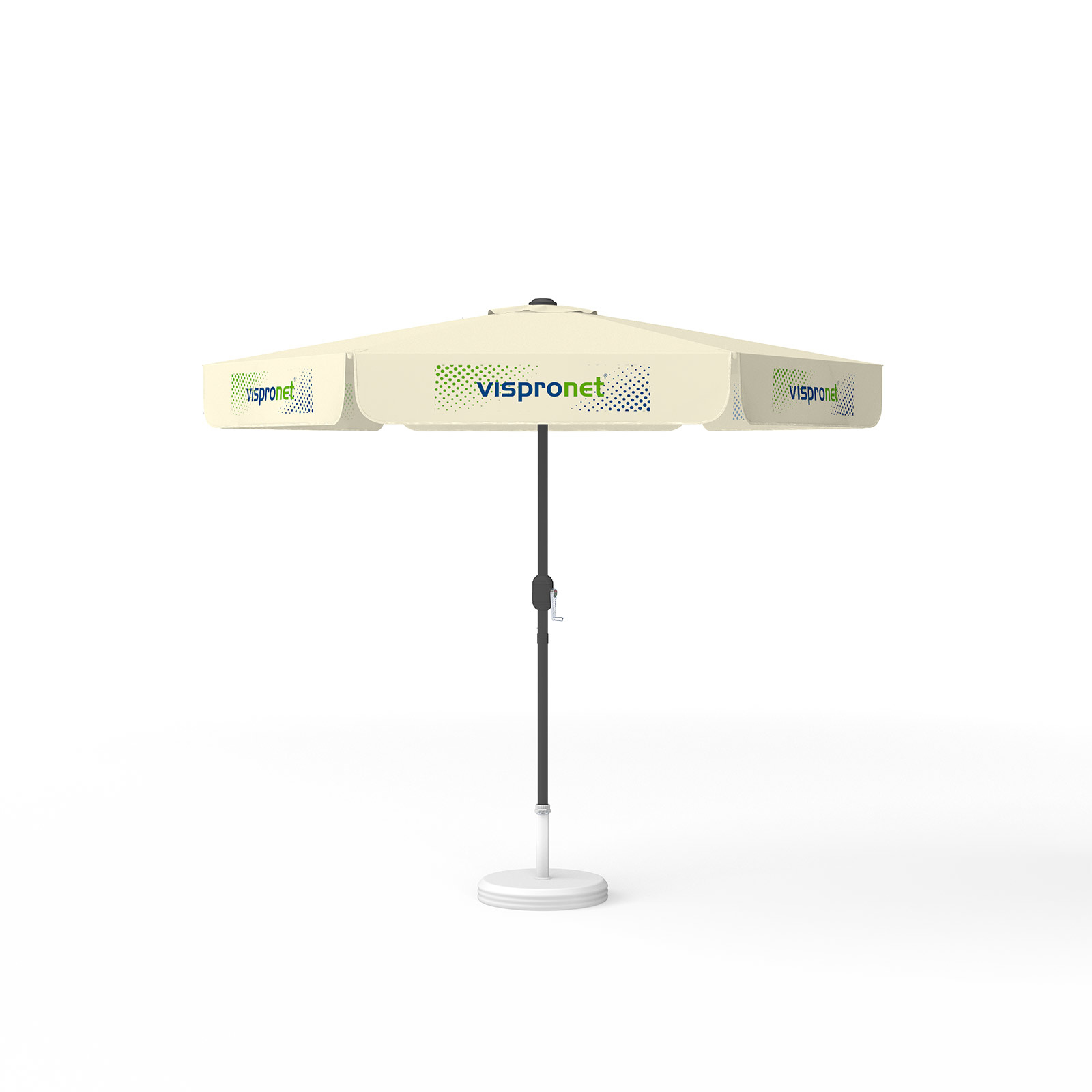 Parasol with logo print, ø 250 cm, all 6 valances printed with 1 design