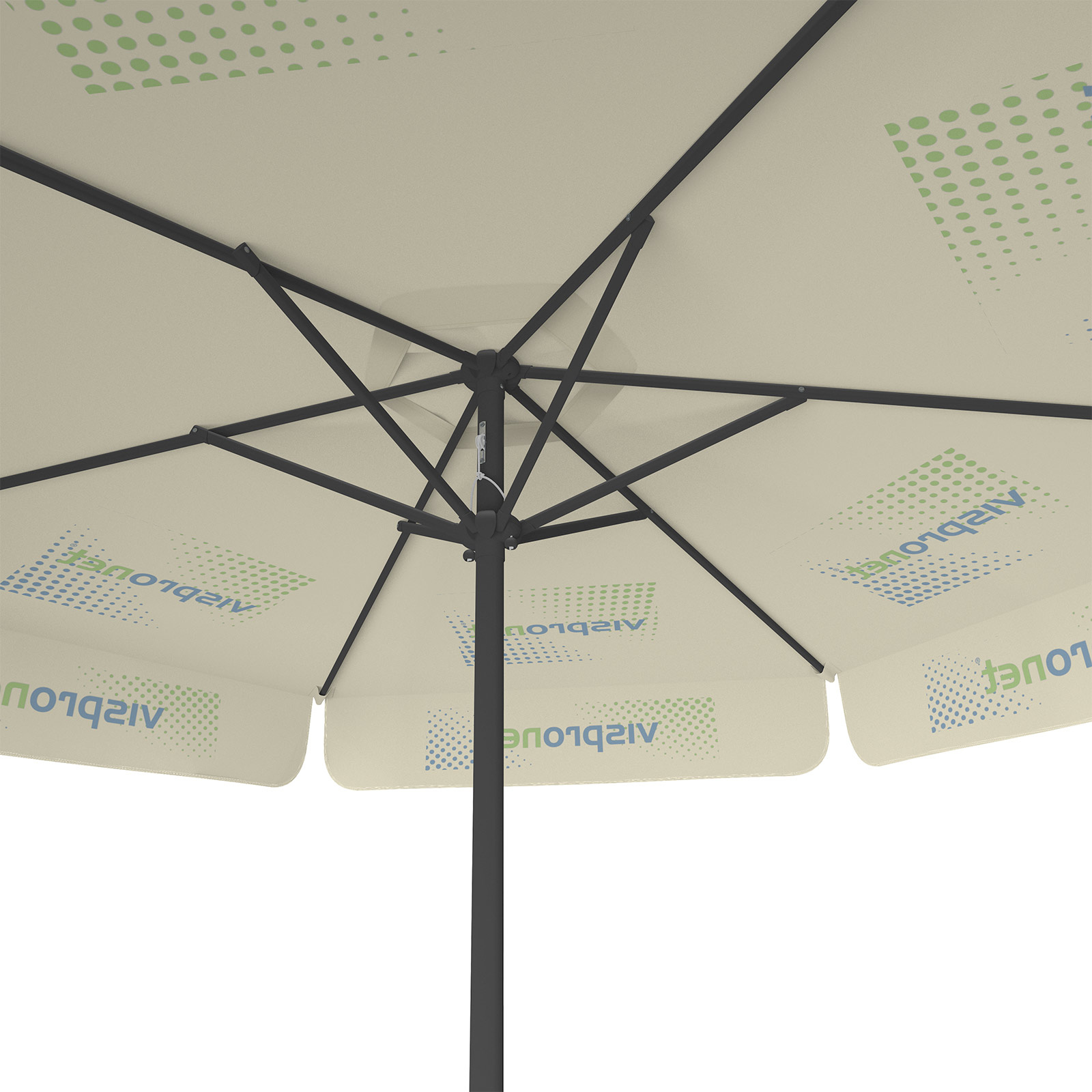 Parasol with logo print, ø 250 cm, view from below