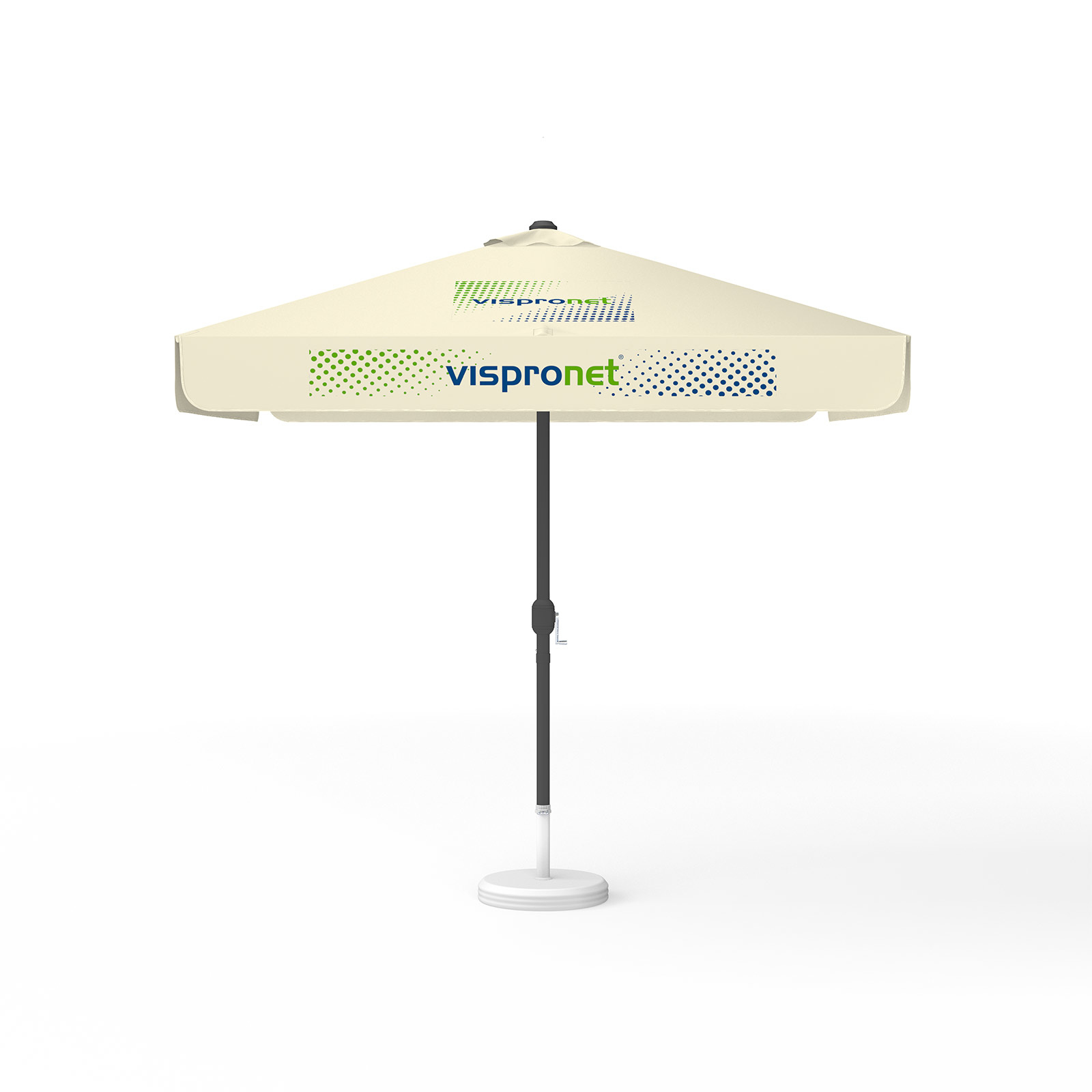Parasol with logo print, 250 x 250 cm, 2 segments printed