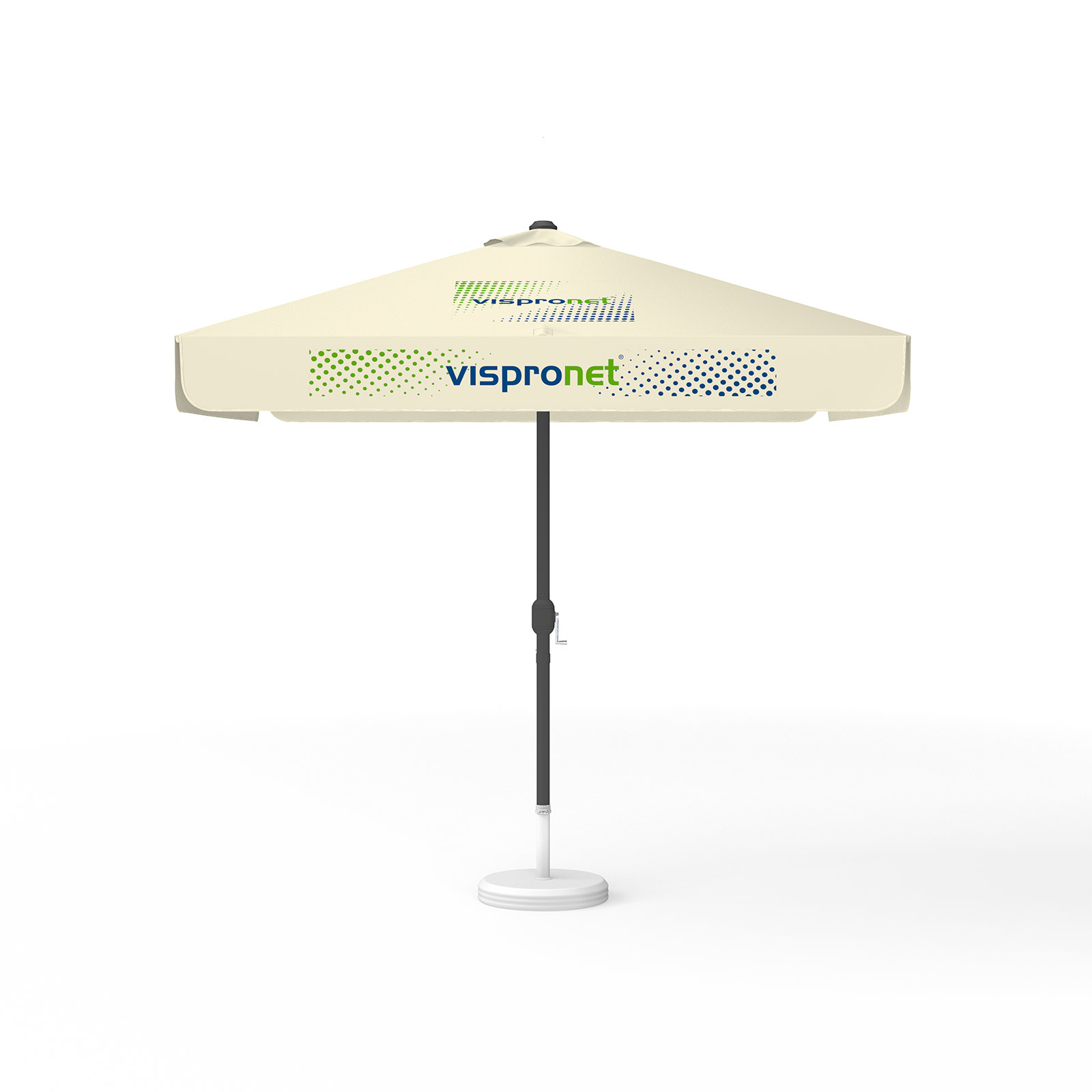 Parasol with logo print, 250 x 250 cm, all 4 segments printed with the same design