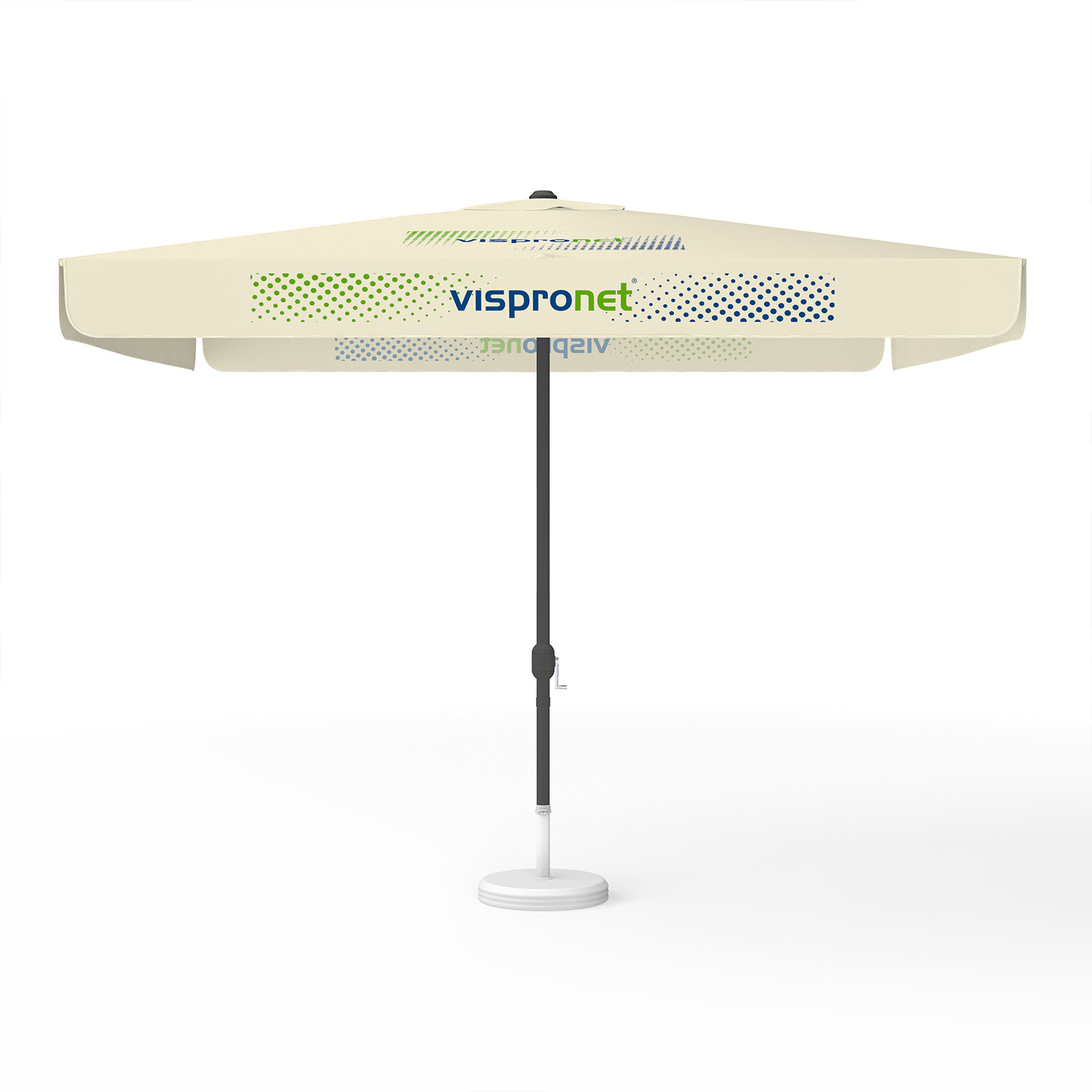 Parasol with logo print, 300 x 300 cm, 2 segments printed