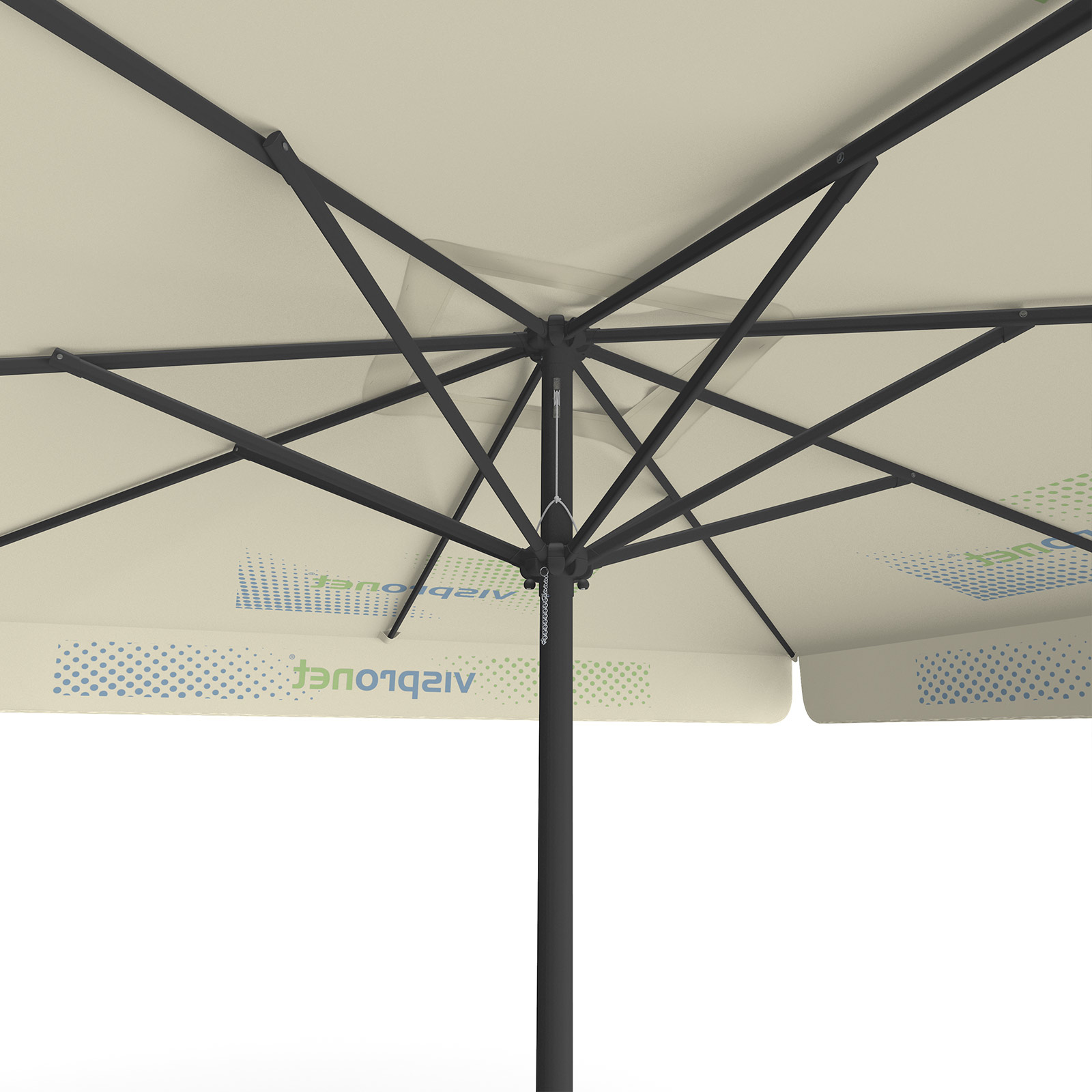 Parasol with logo print, 300 x 300 cm, view from below