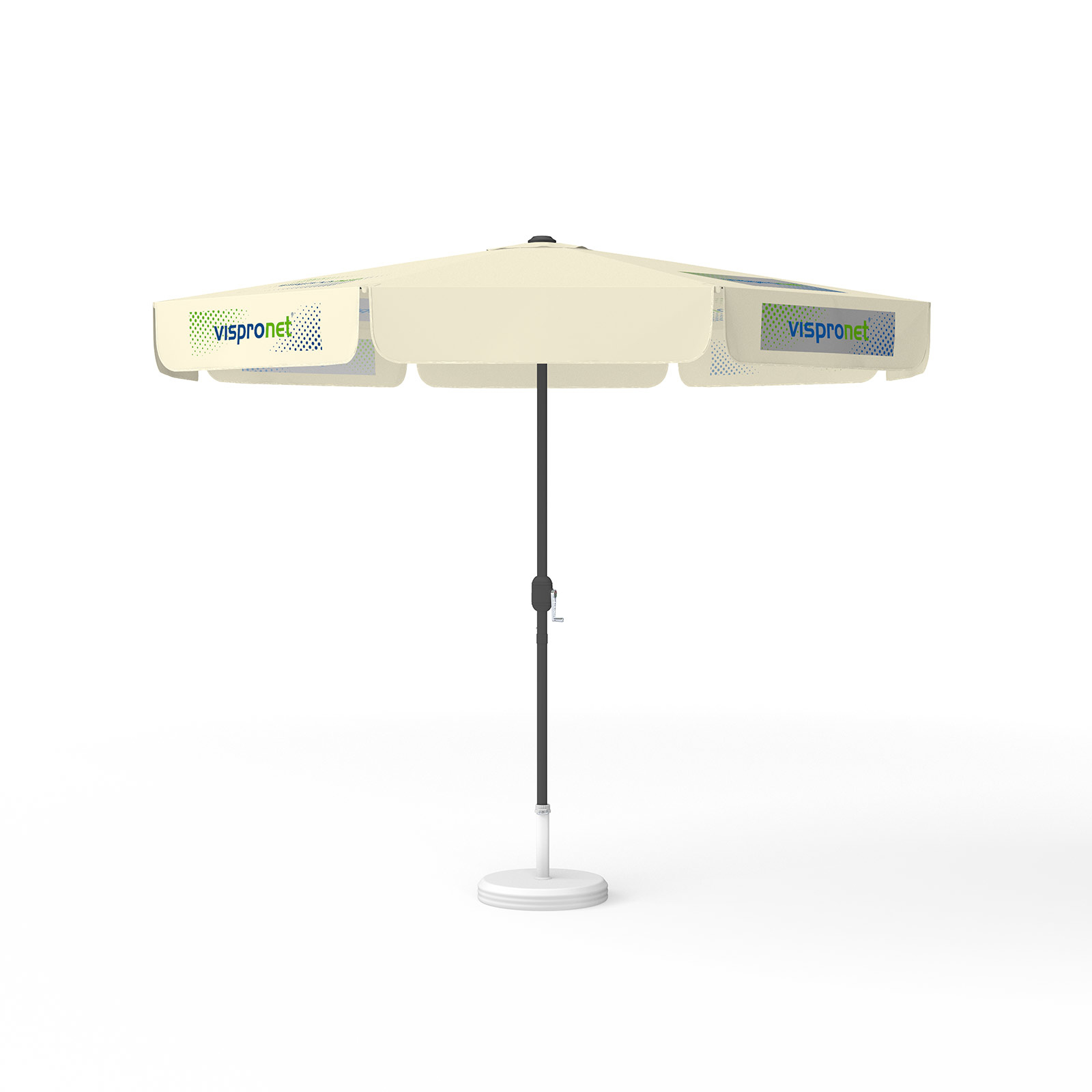 Parasol with logo print, ø 300 cm, 4 segments printed alternately with 2 motifs