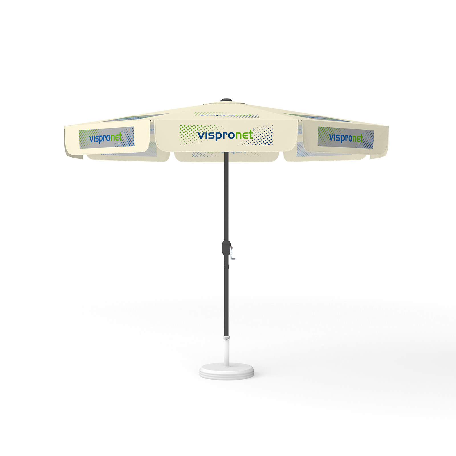 Parasol with logo print, ø 300 cm, 8 segments printed alternately with 2 motifs