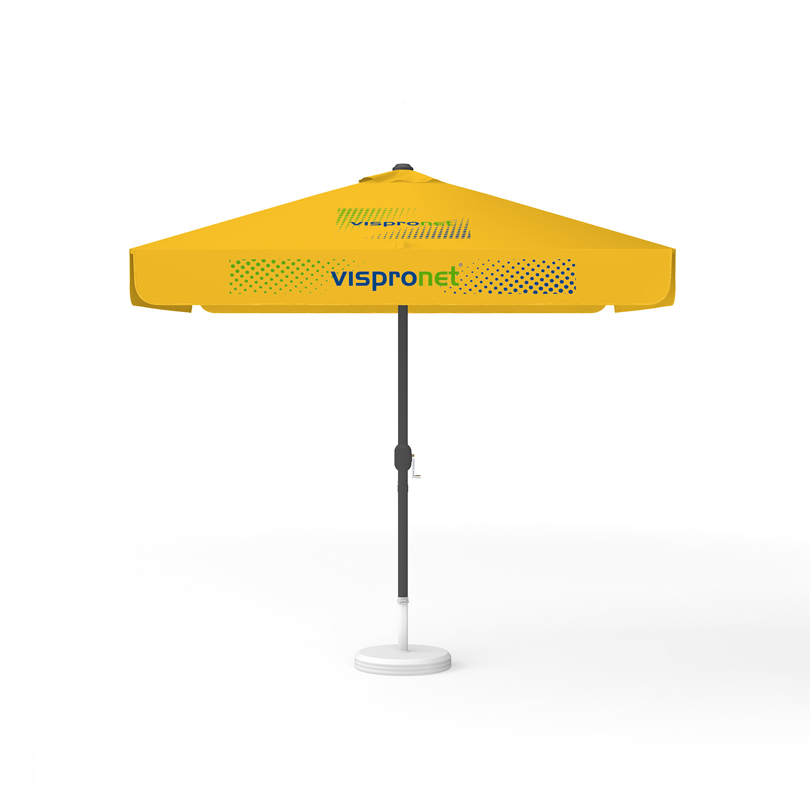 Parasol with logo print, 250 x 250 cm, 4 segments printed alternately with 2 motifs