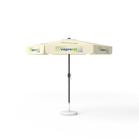 Parasol with logo print, Ø 250 cm, all 6 segments printed with the same design