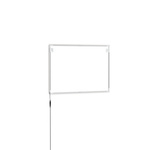 LED poster frame, rear side with wall mounts and power connection cable