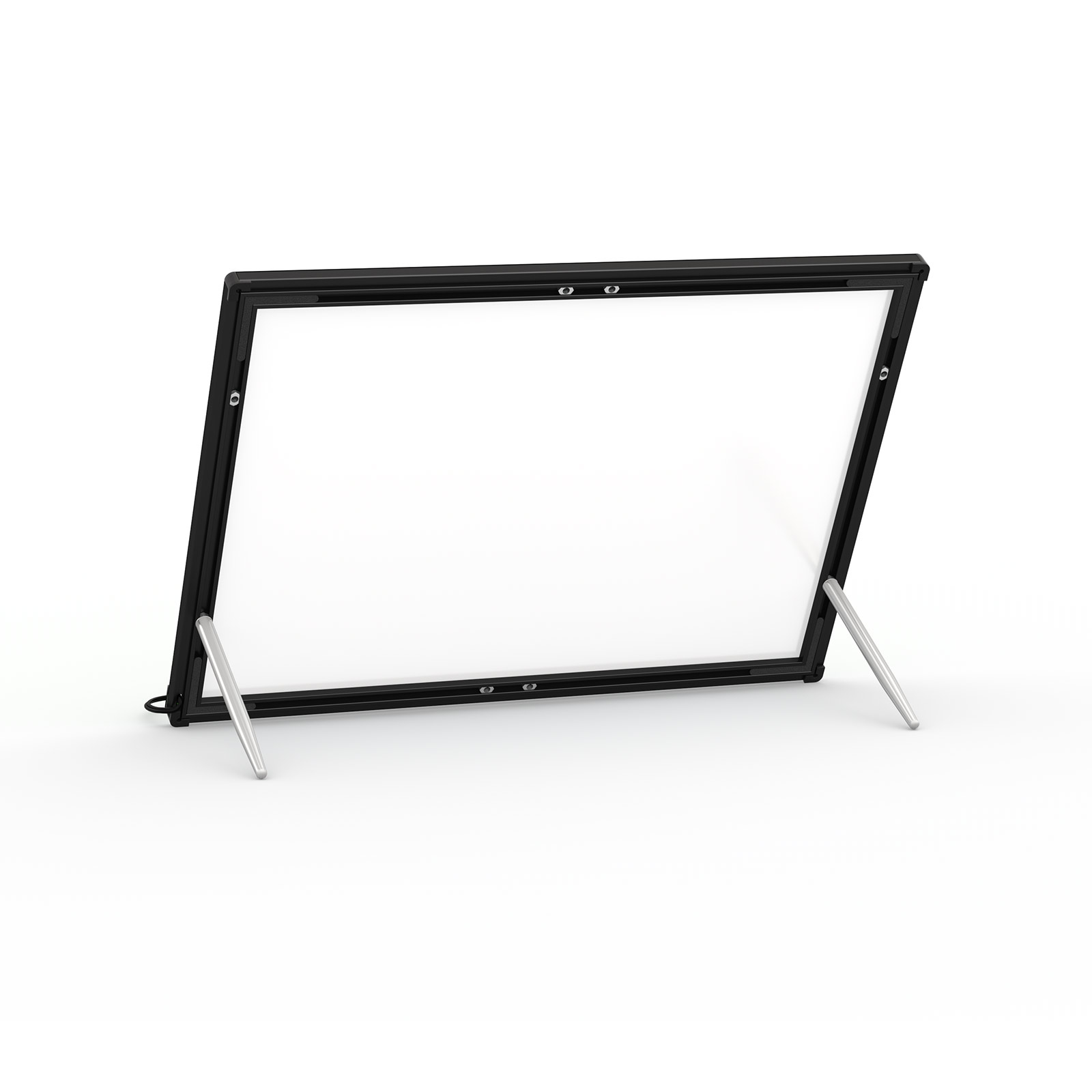 LED poster frame, rear side with support feet