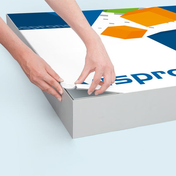 Mounting of the printed component in the wall frame using a keder groove system