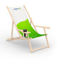 Deck chair with armrest and cup holder, adjustable to 3 height positions