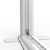 Trade show wall Lightbox flex, detail: lower corner with attached power cable