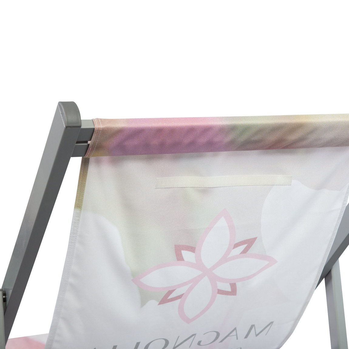 Adhere hook-and-loop tape of the desired height to the back of the deck chair.