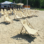 Deck chairs with custom-printed panel