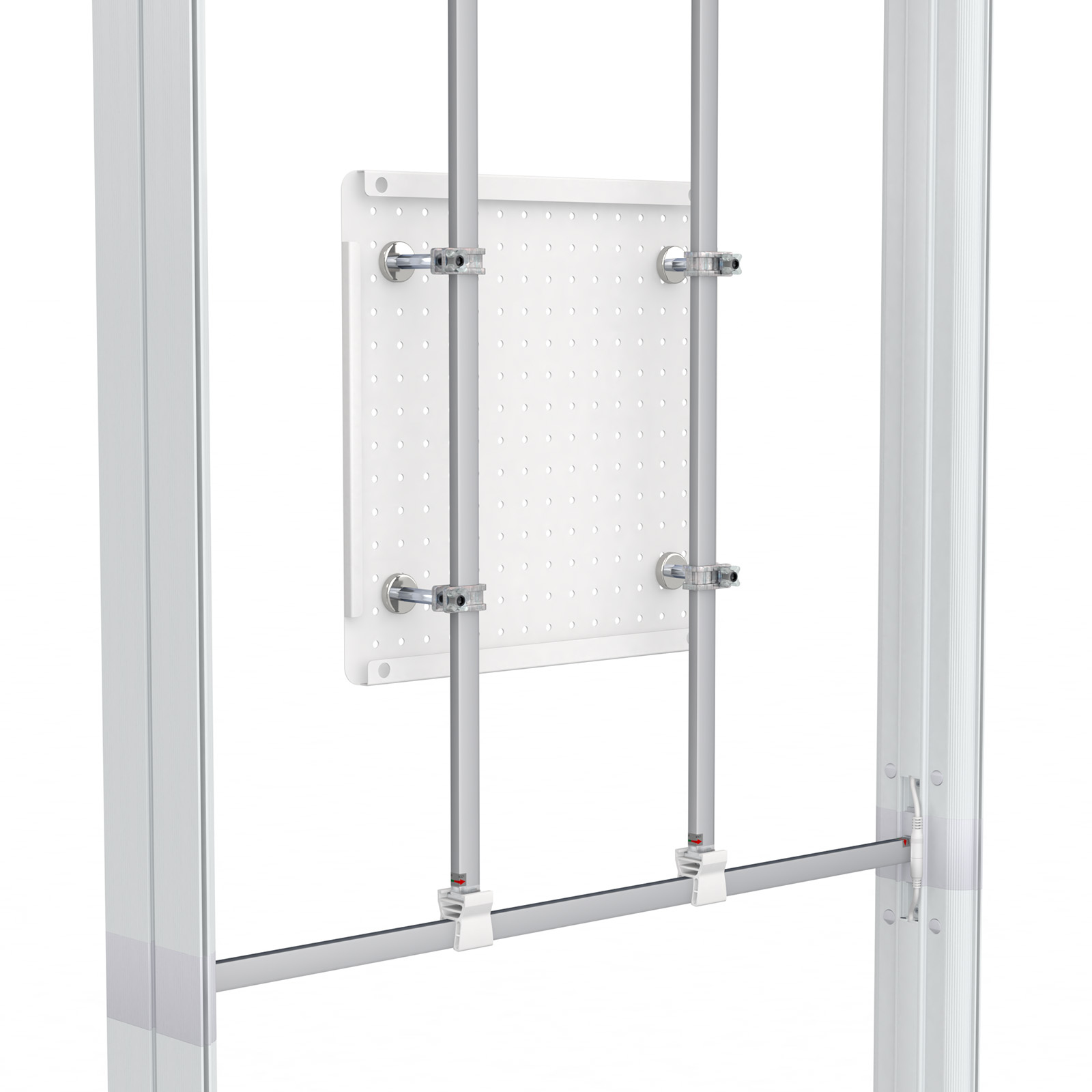Perforated panel is held by strong magnets