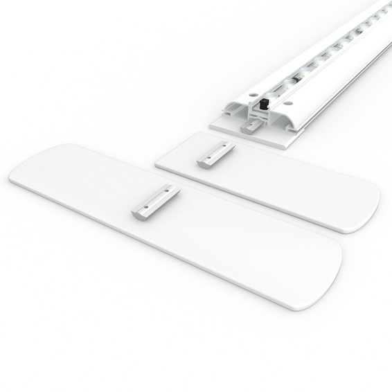 Lightbox flex exhibition wall – corner module: the different foot variants without corner connector