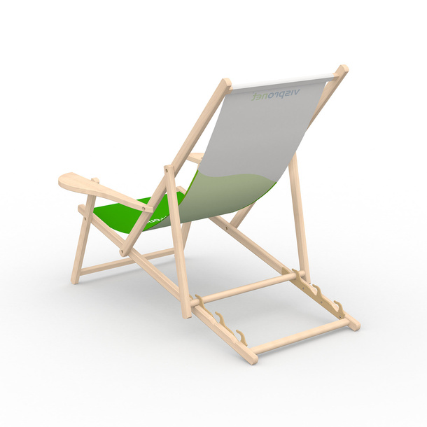 Deck chair with armrest and cup holder, rear side
