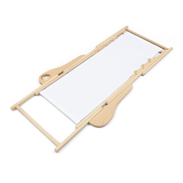 Deck chair with armrest and cup holder, folded